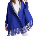 Kris Ana Wrap with Tassels - Cobalt Blue & Grey