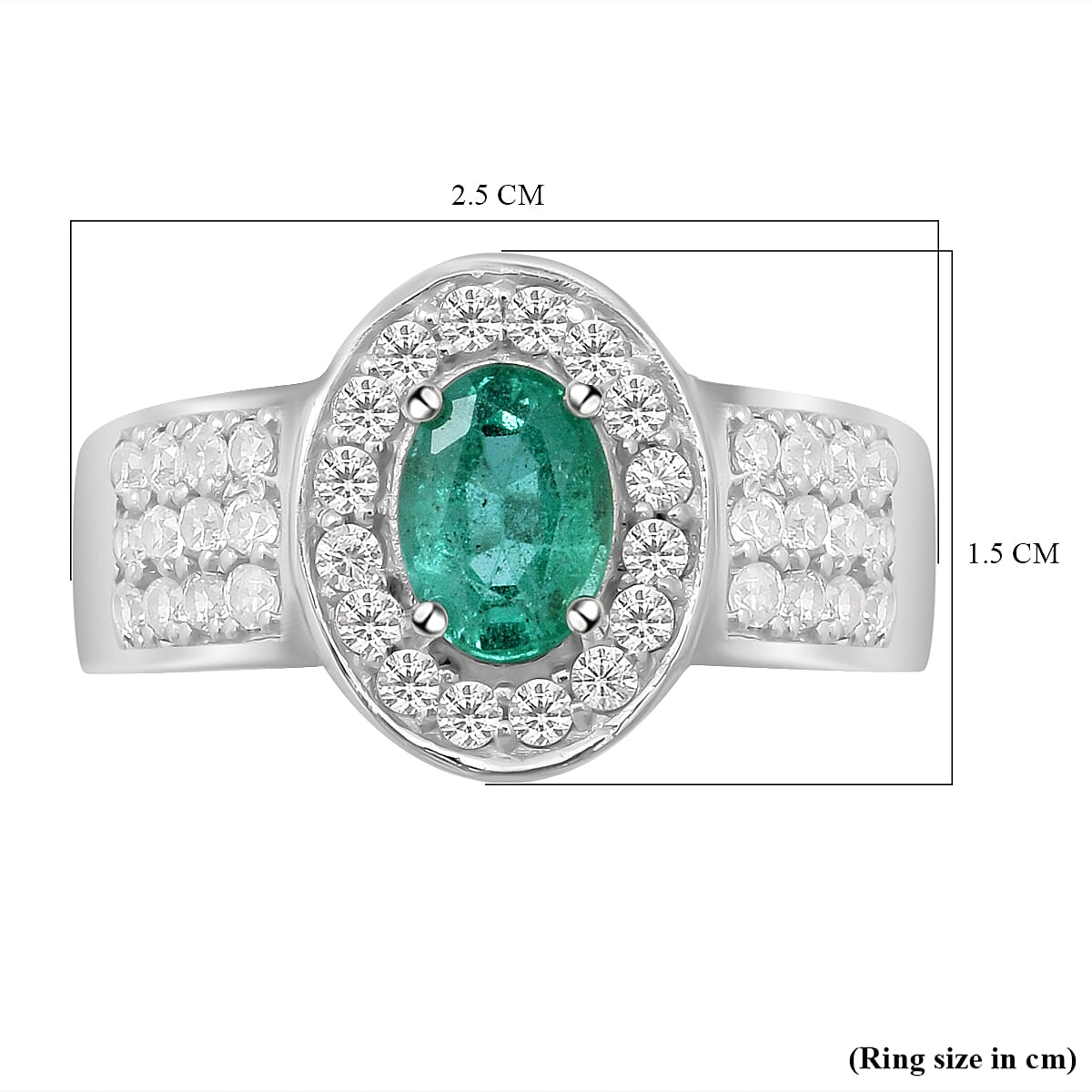 Kagem Zambian Emerald and Natural Zircon Ring in Rhodium Overlay Sterling Silver 1.62 Ct. V32610188 5