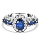 Natural Kashmir Blue Kyanite and Natural Zircon Ring in Platinum Overlay Sterling Silver 2.30 Ct