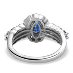 Natural Kashmir Blue Kyanite and Natural Zircon Ring in Platinum Overlay Sterling Silver 2.30 Ct