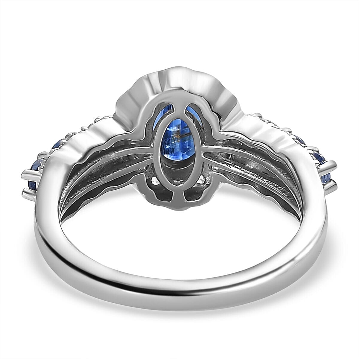 Natural Kashmir Blue Kyanite and Natural Zircon Ring in Platinum Overlay Sterling Silver 2.30 Ct 7363405 8