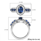 Natural Kashmir Blue Kyanite and Natural Zircon Ring in Platinum Overlay Sterling Silver 2.30 Ct