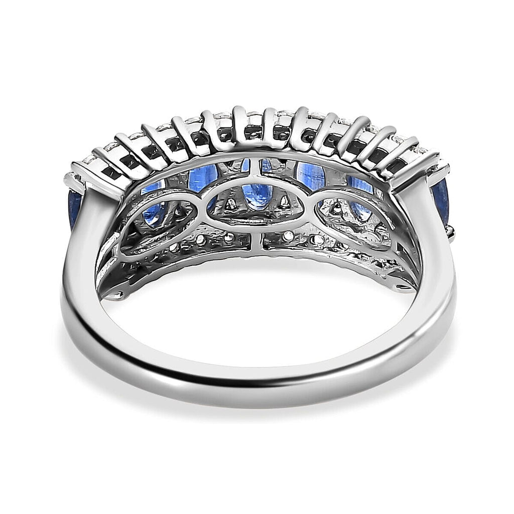 Natural Kashmir Blue Kyanite and Natural Zircon Ring in Platinum Overlay Sterling Silver 2.75 Ct