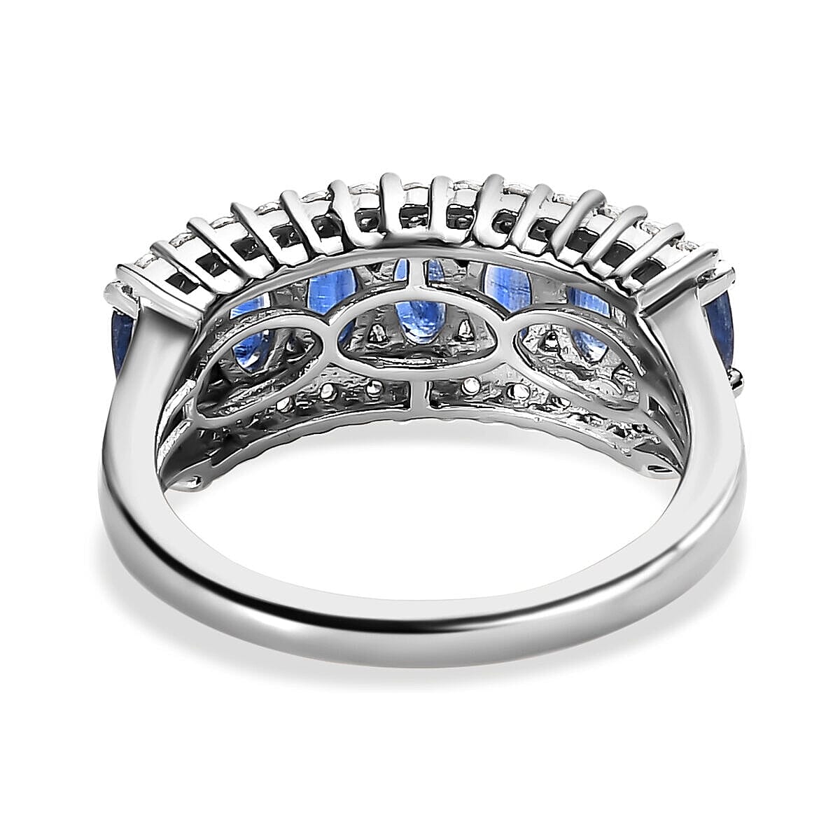 Natural Kashmir Blue Kyanite and Natural Zircon Ring in Platinum Overlay Sterling Silver 2.75 Ct 7363430 8