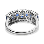 Natural Kashmir Blue Kyanite and Natural Zircon Ring in Platinum Overlay Sterling Silver 2.75 Ct