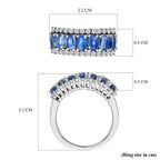Natural Kashmir Blue Kyanite and Natural Zircon Ring in Platinum Overlay Sterling Silver 2.75 Ct