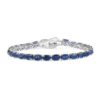 Premium Natural Kashmir Kyanite Tennis Line Bracelet (Size - 7.5) with Magnet Lock in Rhodium Overlay Sterling Silver 16.30 Ct, Silver Wt. 8.27 Gms.