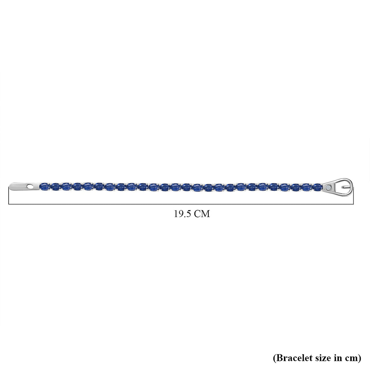 Premium Natural Kashmir Kyanite Line Row Bracelet (Size - 7) with Buckle Clasp in Rhodium Overlay Sterling Silver 14.49 Ct. 8130649 5
