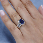 Premium Natural Kashmir Kyanite (VERY RARE SIZE 2.75ct) & Natural Zircon Ring in Platinum Overlay Sterling Silver 3.51 Ct