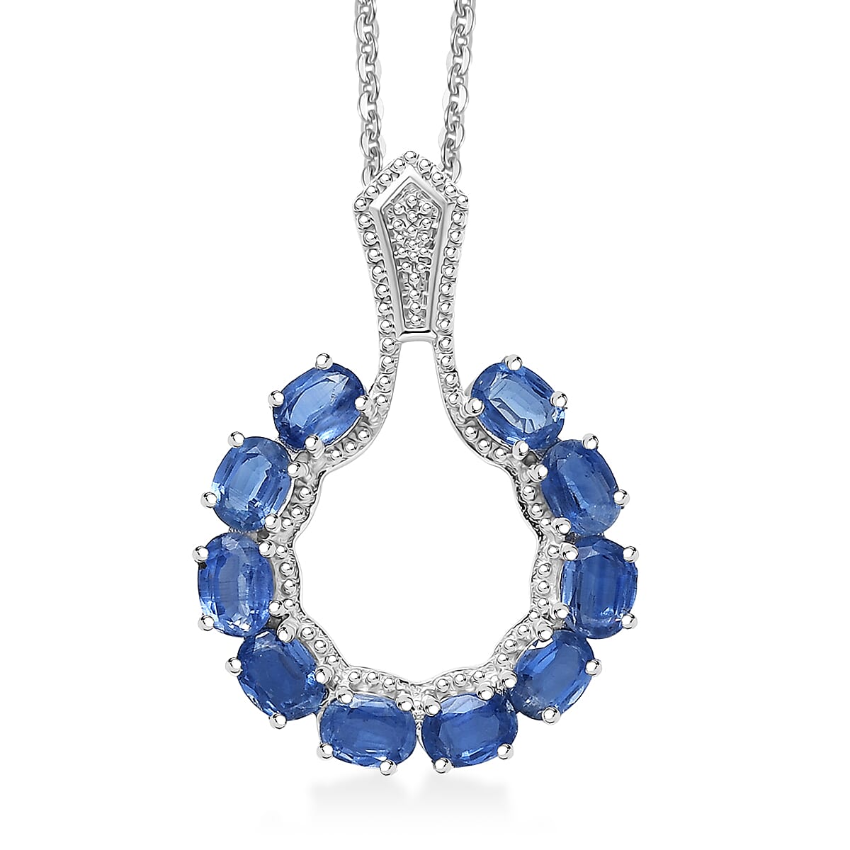 Natural Kashmir Kyanite Pendant with Chain (Size 20) in Platinum Overlay Sterling Silver 2.48 Ct. 4419146 0