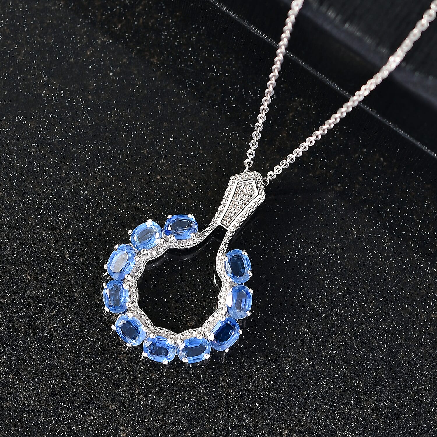 Natural Kashmir Kyanite Pendant with Chain (Size 20) in Platinum Overlay Sterling Silver 2.48 Ct. 4419146 2