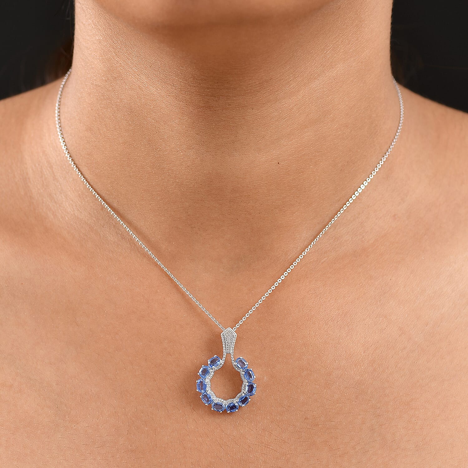 Natural Kashmir Kyanite Pendant with Chain (Size 20) in Platinum Overlay Sterling Silver 2.48 Ct. 4419146 3