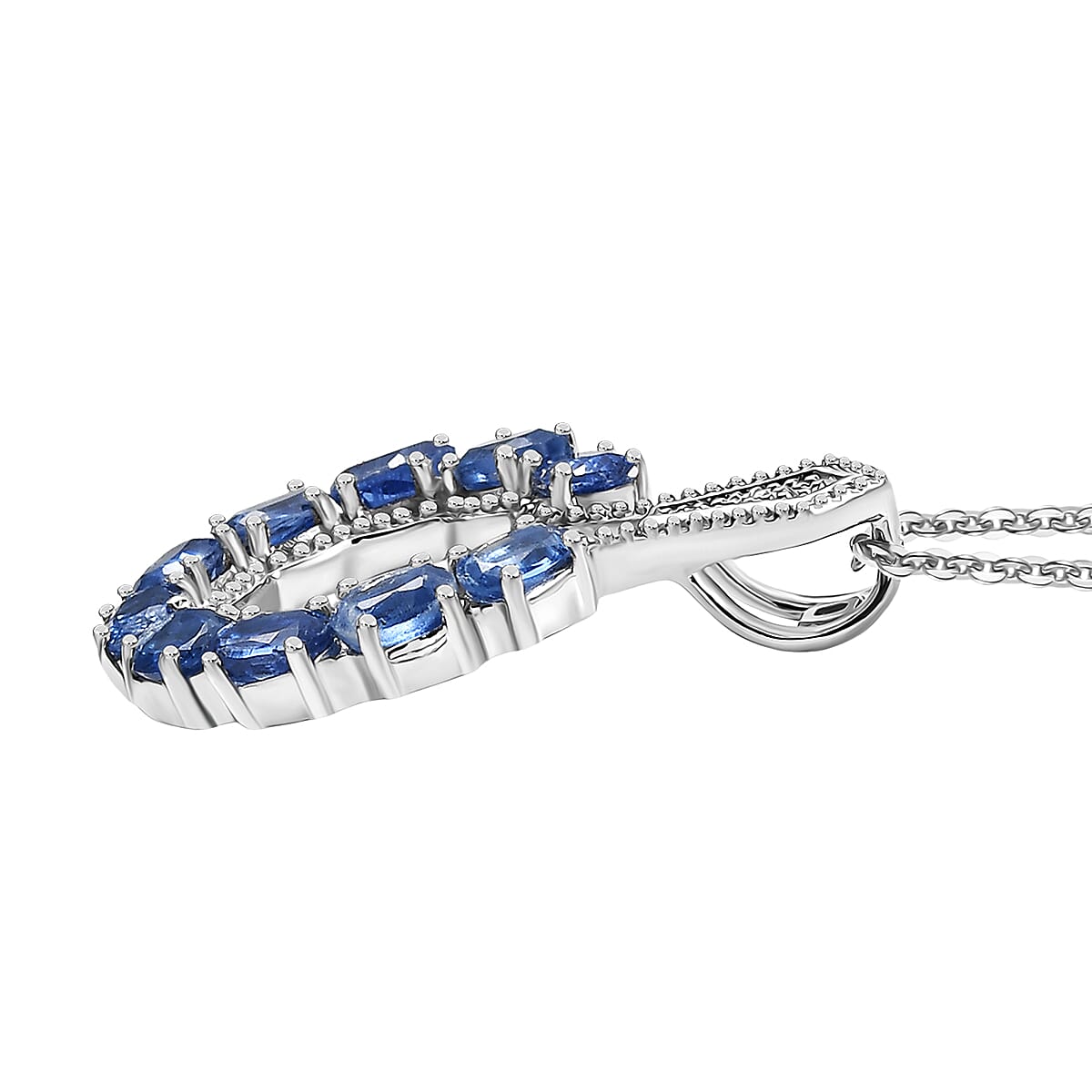 Natural Kashmir Kyanite Pendant with Chain (Size 20) in Platinum Overlay Sterling Silver 2.48 Ct. 4419146 4