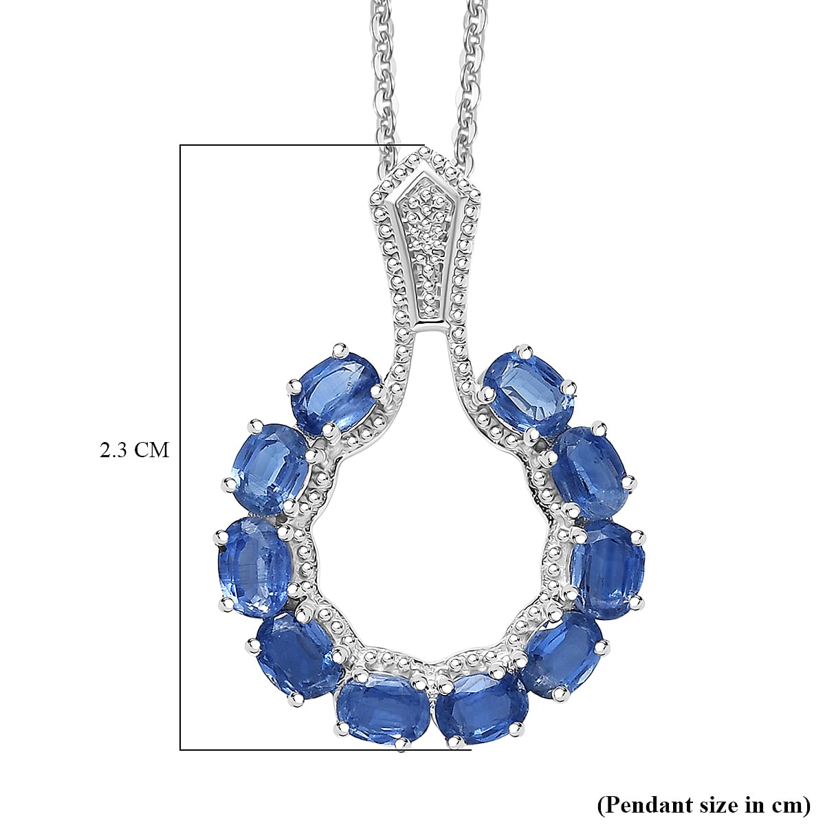 Natural Kashmir Kyanite Pendant with Chain (Size 20) in Platinum Overlay Sterling Silver 2.48 Ct. 4419146 7