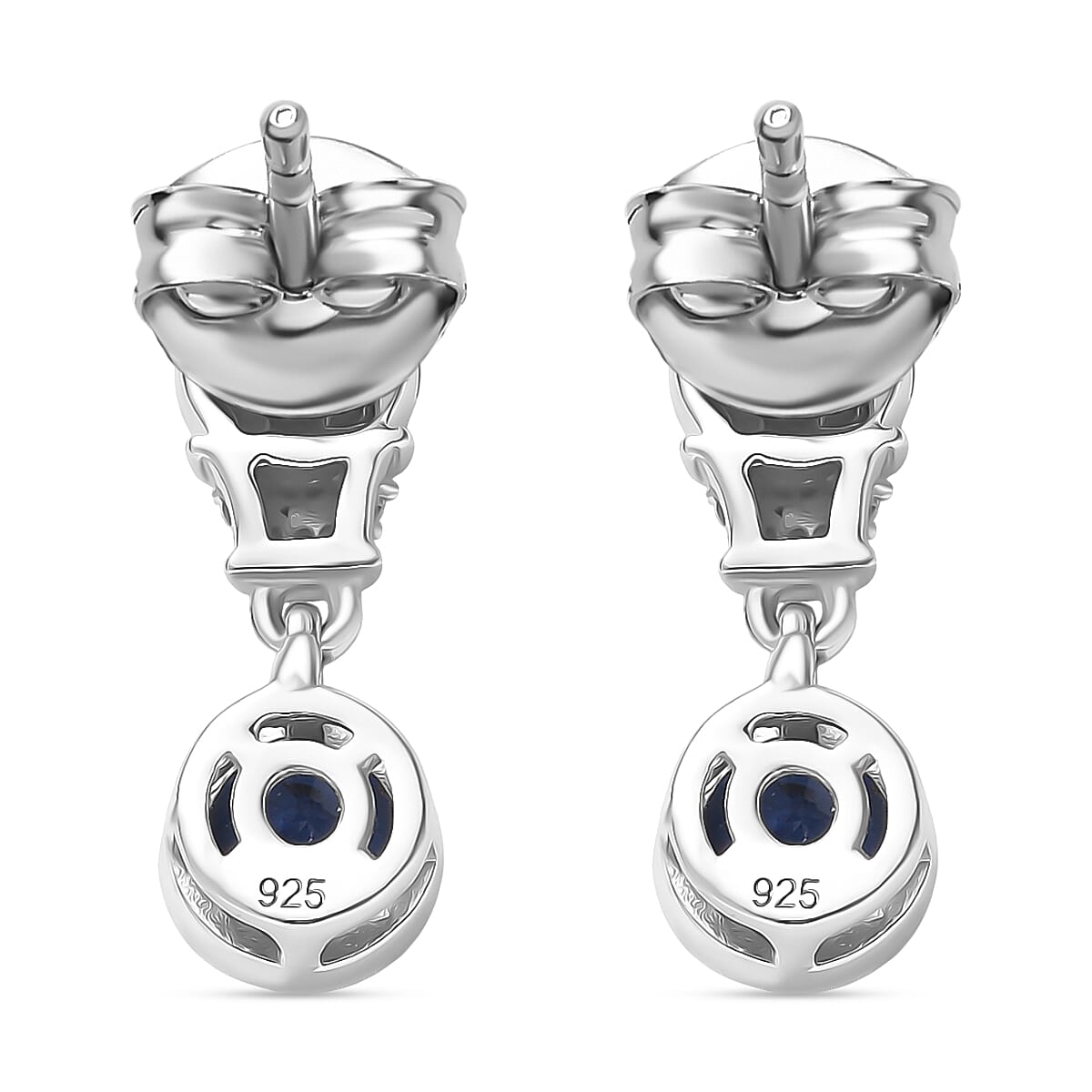 AAA Natural Kashmir Kyanite &amp; White Zircon Dangling Earring with Push Back in Rhodium Overlay Sterling Silver 1.87 Ct. 8081908 5