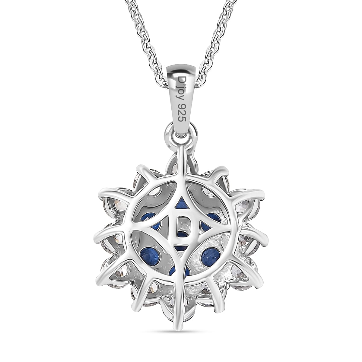 Natural Kashmir Kyanite &amp; White Zircon Pendant with Chain (Size 20) in Platinum Overlay Sterling Silver 3.11 Ct. 4418019 4