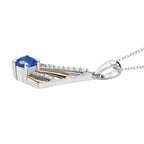 AAA Natural Kashmir Kyanite & White Zircon Pendant with Chain (Size 20) in 18K Vermeil Yellow Gold Plated & Rhodium Overlay Sterling Silver