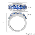 Kashmir Kyanite & White Zircon Ring in Rhodium Overlay Sterling Silver 3.73 Ct.