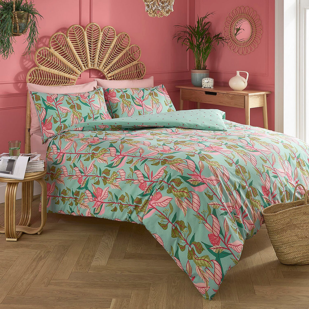 3 Piece Set - Kate Merritt River Walks Cotton Duvet Cover with 2 Pillow Covers (Double Size, 200x200 Cm) - Turquoise and Multi 7213199 0
