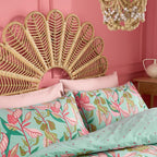 3 Piece Set - Kate Merritt River Walks Cotton Duvet Cover with 2 Pillow Covers (Super King Size, 260x200 Cm) - Turquoise and Multi