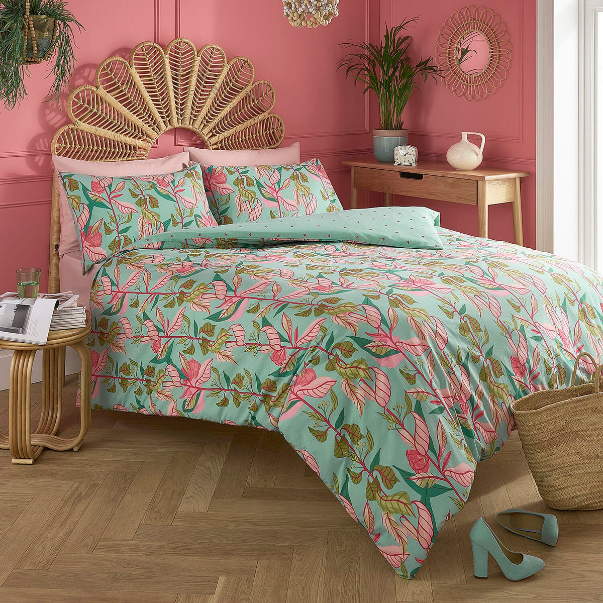 3 Piece Set - Kate Merritt River Walks Cotton Duvet Cover with 2 Pillow Covers (Double Size, 200x200 Cm) - Turquoise and Multi 7213199 2