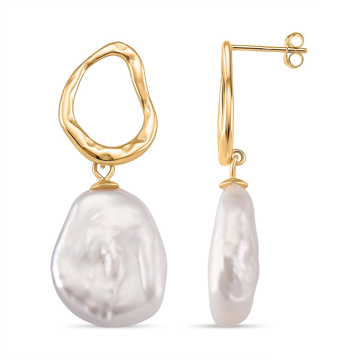 Keshi Pearl Earring in Yellow Gold Plated Sterling Silver 8187679 0
