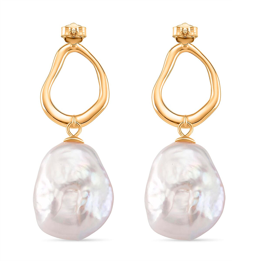 Keshi Pearl Earring in Yellow Gold Plated Sterling Silver