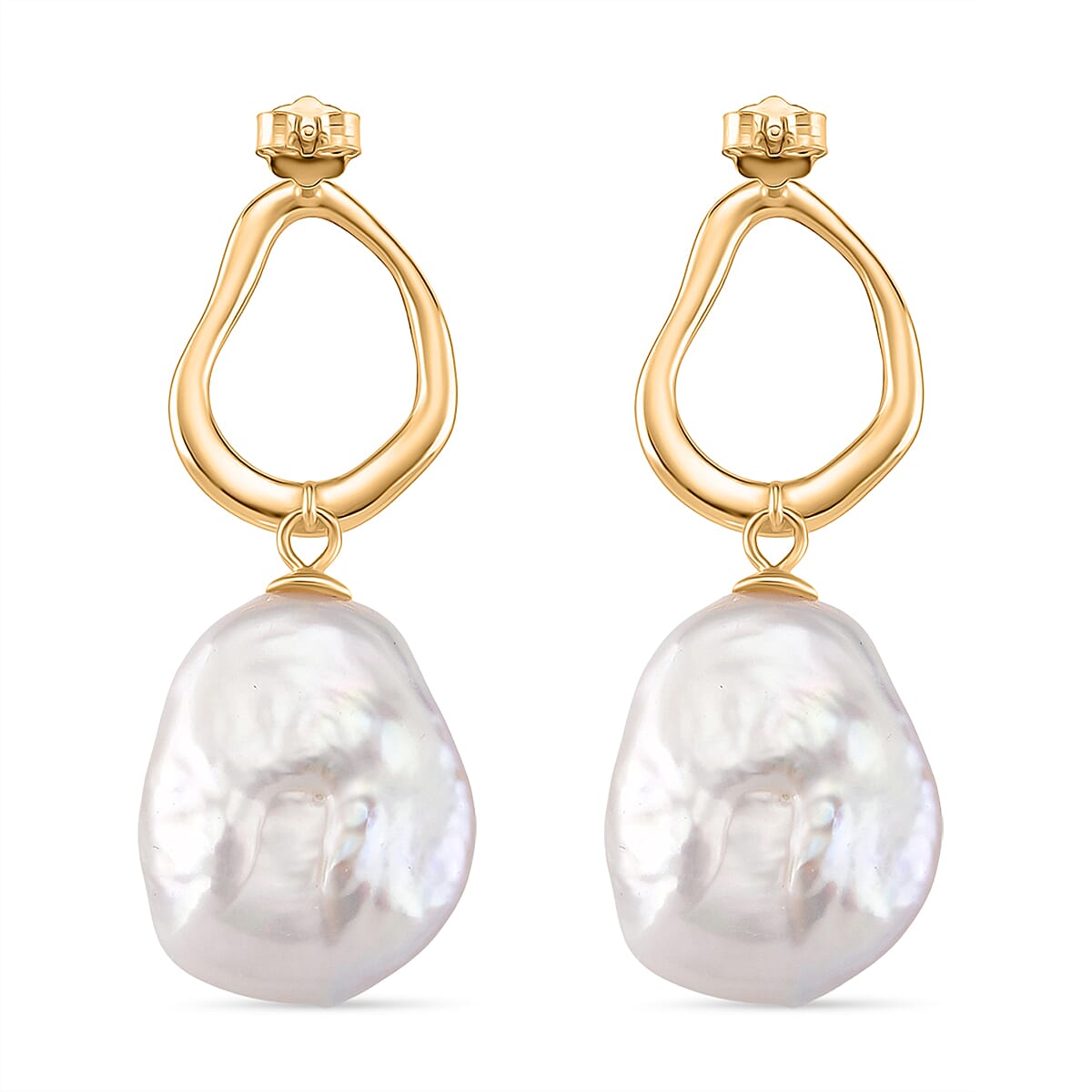 Keshi Pearl Earring in Yellow Gold Plated Sterling Silver 8187679 3