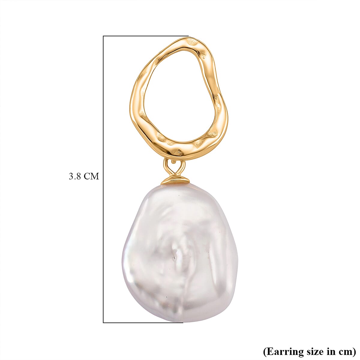 Keshi Pearl Earring in Yellow Gold Plated Sterling Silver 8187679 4