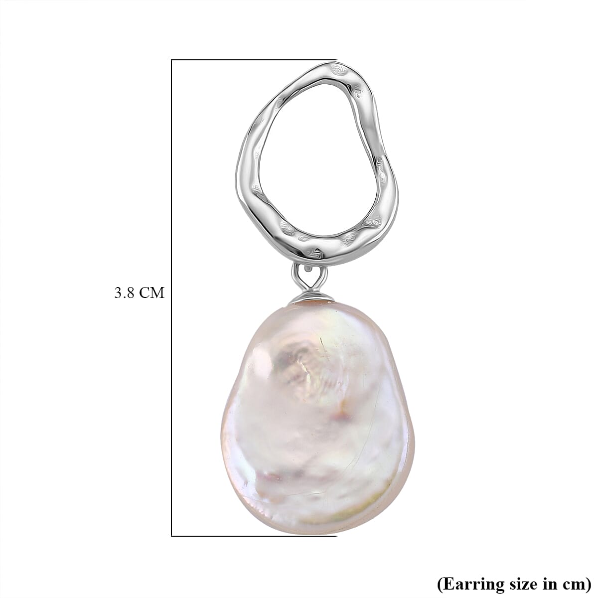 Keshi Pearl Earring with Push Back in Rhodium Overlay Sterling Silver 22.00 Ct 8187675 5