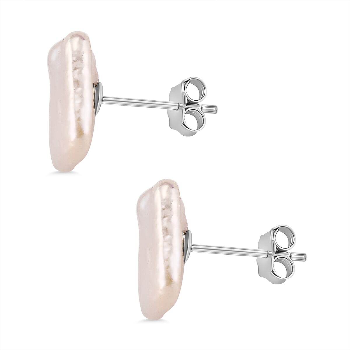 Keshi Pearl Earring with Push Back in Rhodium Overlay Sterling Silver 4.00 Ct. 8181993 3