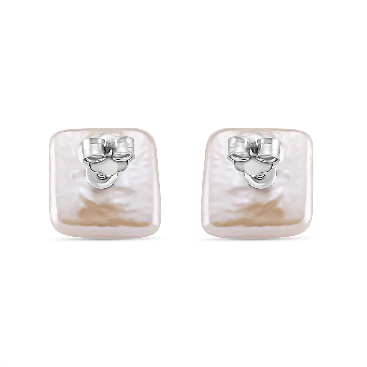 Keshi Pearl Earring with Push Back in Rhodium Overlay Sterling Silver 4.00 Ct. 8181993 4
