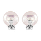 Keshi Pearl Coin Shape Stud Earring with Push Back in Rhodium Overlay Sterling Silver 6.00 Ct.