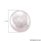 Keshi Pearl Coin Shape Stud Earring with Push Back in Rhodium Overlay Sterling Silver 6.00 Ct.