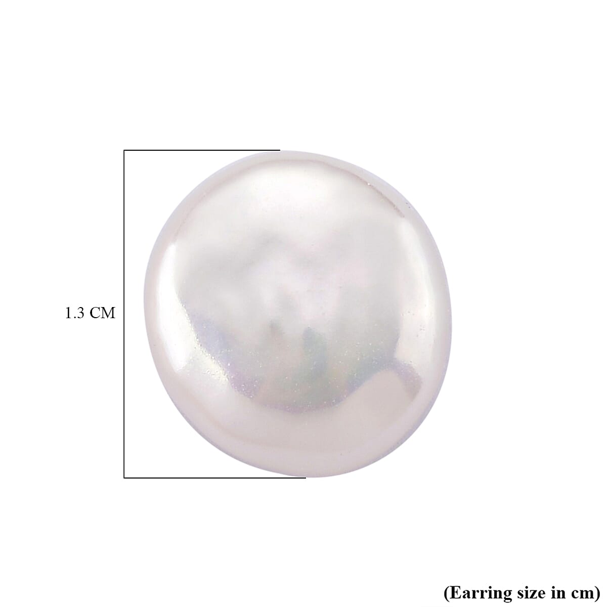 Keshi Pearl Coin Shape Stud Earring with Push Back in Rhodium Overlay Sterling Silver 6.00 Ct. V32639268 4