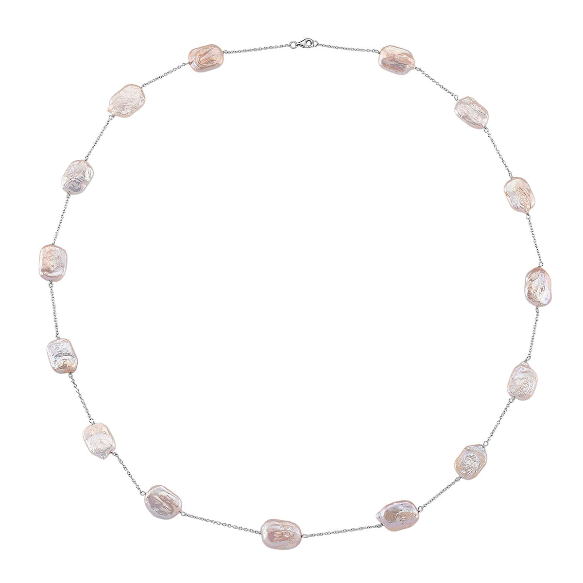 Keshi Pearl Necklace (Size - 30) with Lobster Clasp in Rhodium Overlay Sterling Silver 8191346 3