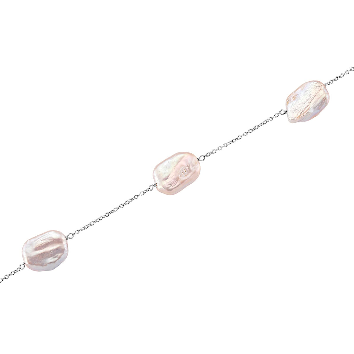 Keshi Pearl Necklace (Size - 30) with Lobster Clasp in Rhodium Overlay Sterling Silver 8191346 4