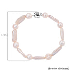 Keshi Pearl, White Fresh Water Pearl Bracelet (Size - 7.5) with Magnetic Clasp in Rhodium Overlay Sterling Silver 65.00 Ct.