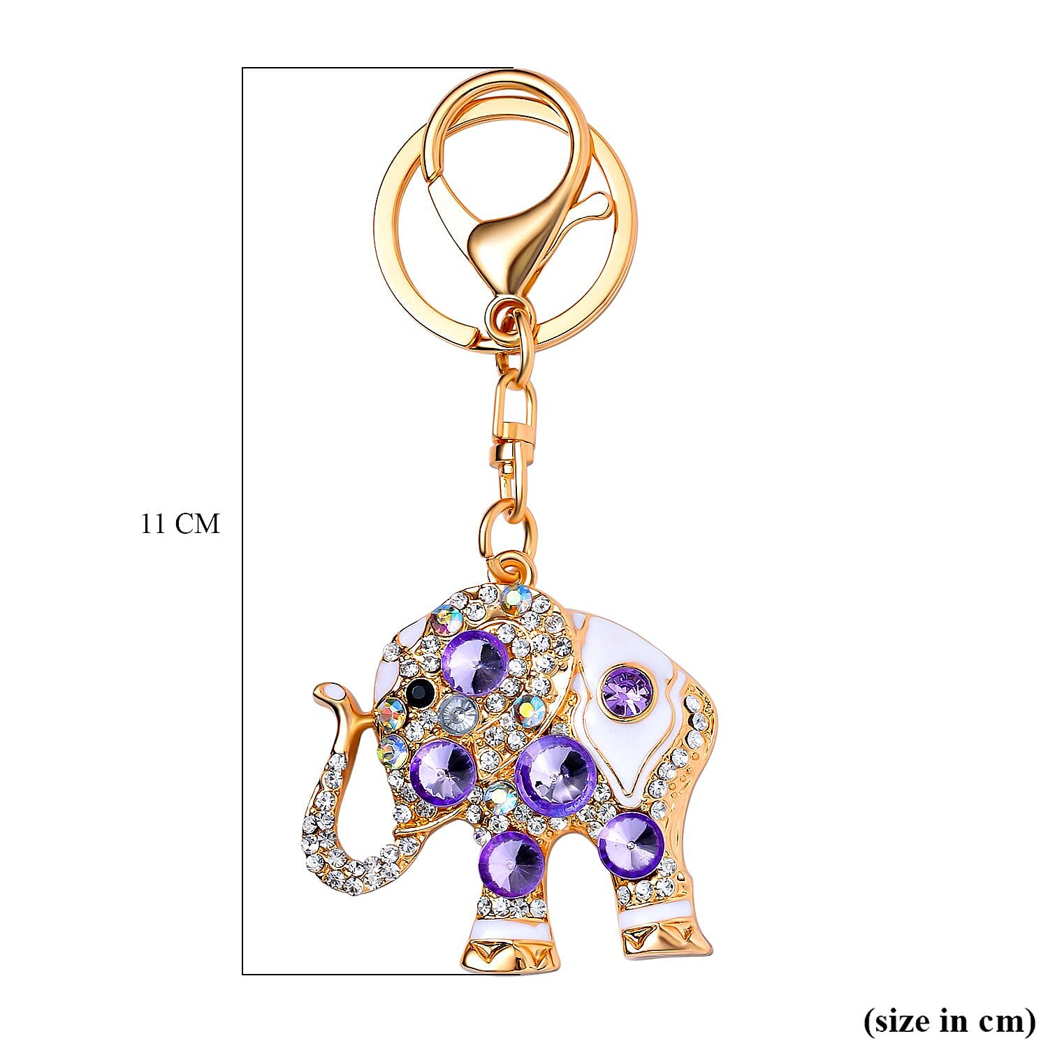 Set of 3 Sparkling Crystal Keychains With Different Designs (Bowknot, Christmas Tree, and Elephant) - Multi 7595554 3