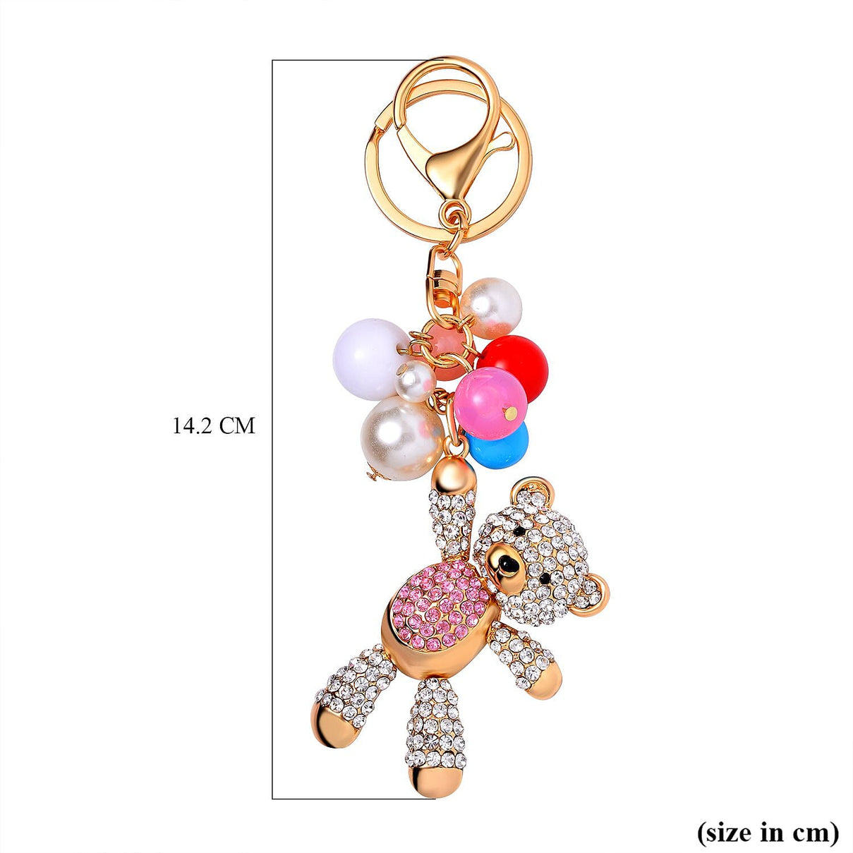 Set of 3 Sparkling Crystal Keychains With Different Desin (Flower, Rose and Bear) - Multi 7595592 3