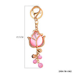 Set of 3 Sparkling Crystal Keychains With Different Desin (Flower, Rose and Bear) - Multi