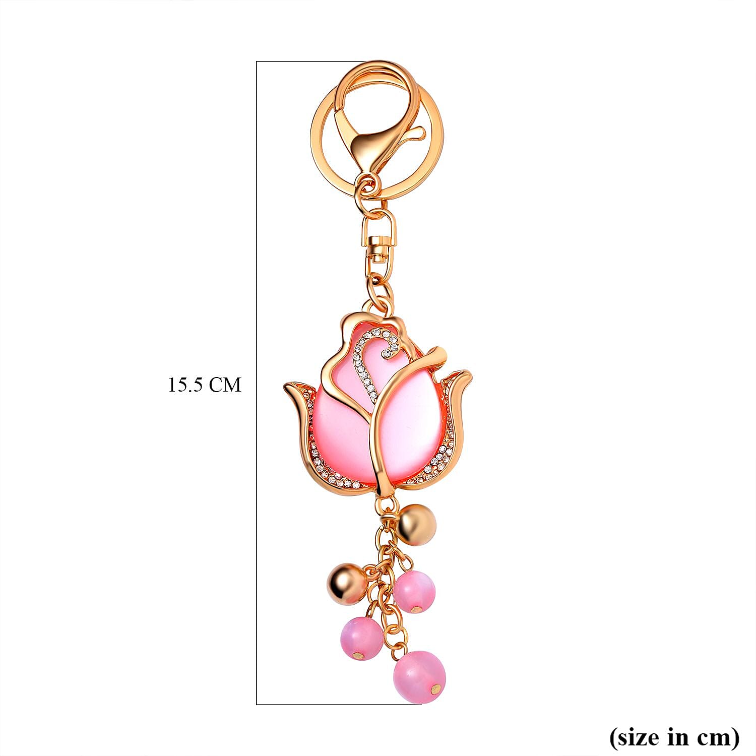 Set of 3 Sparkling Crystal Keychains With Different Desin (Flower, Rose and Bear) - Multi 7595592 5