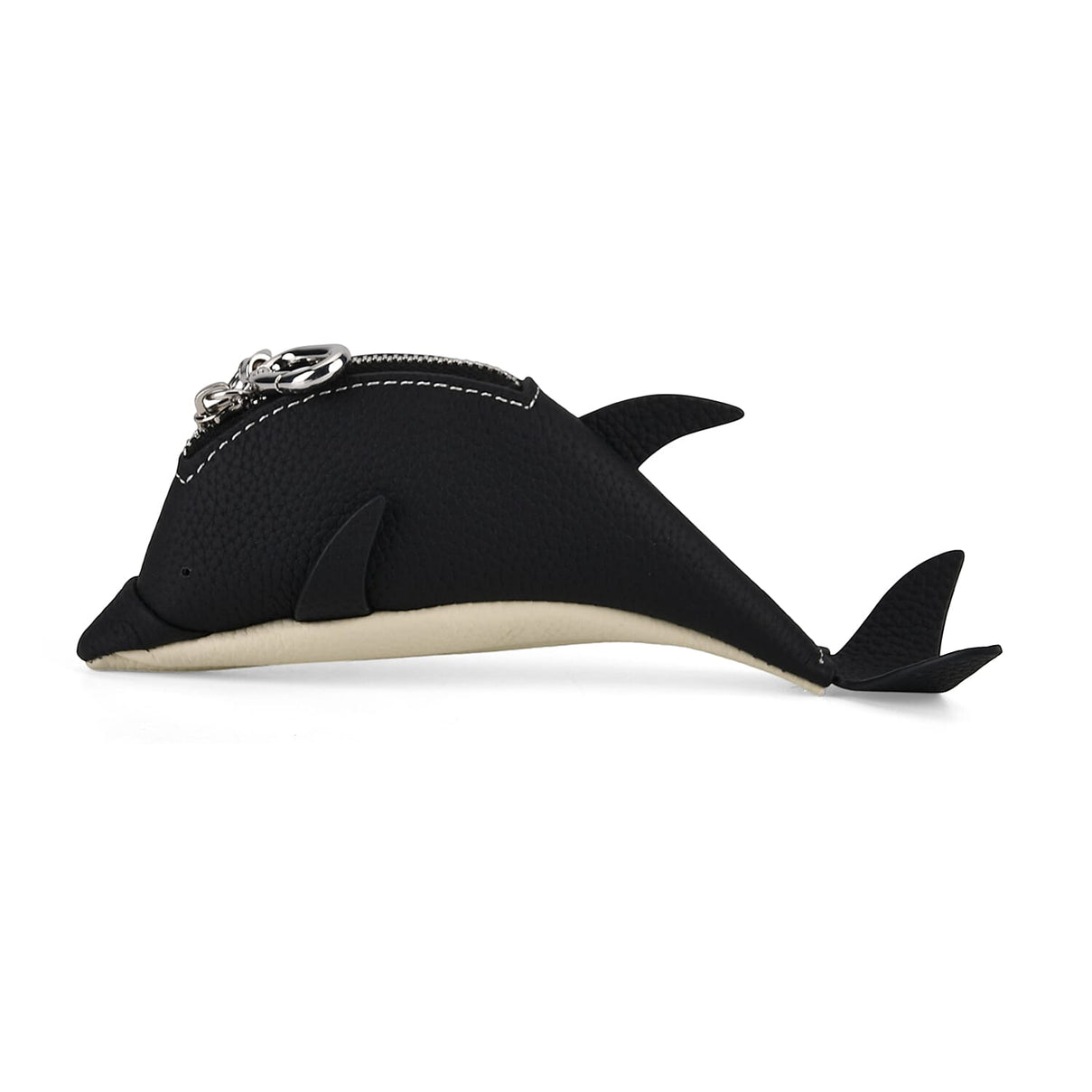 Genuine Leather Dolphin Bag Charm &amp; Coin Wallet (18cm) - Black V32513573 0