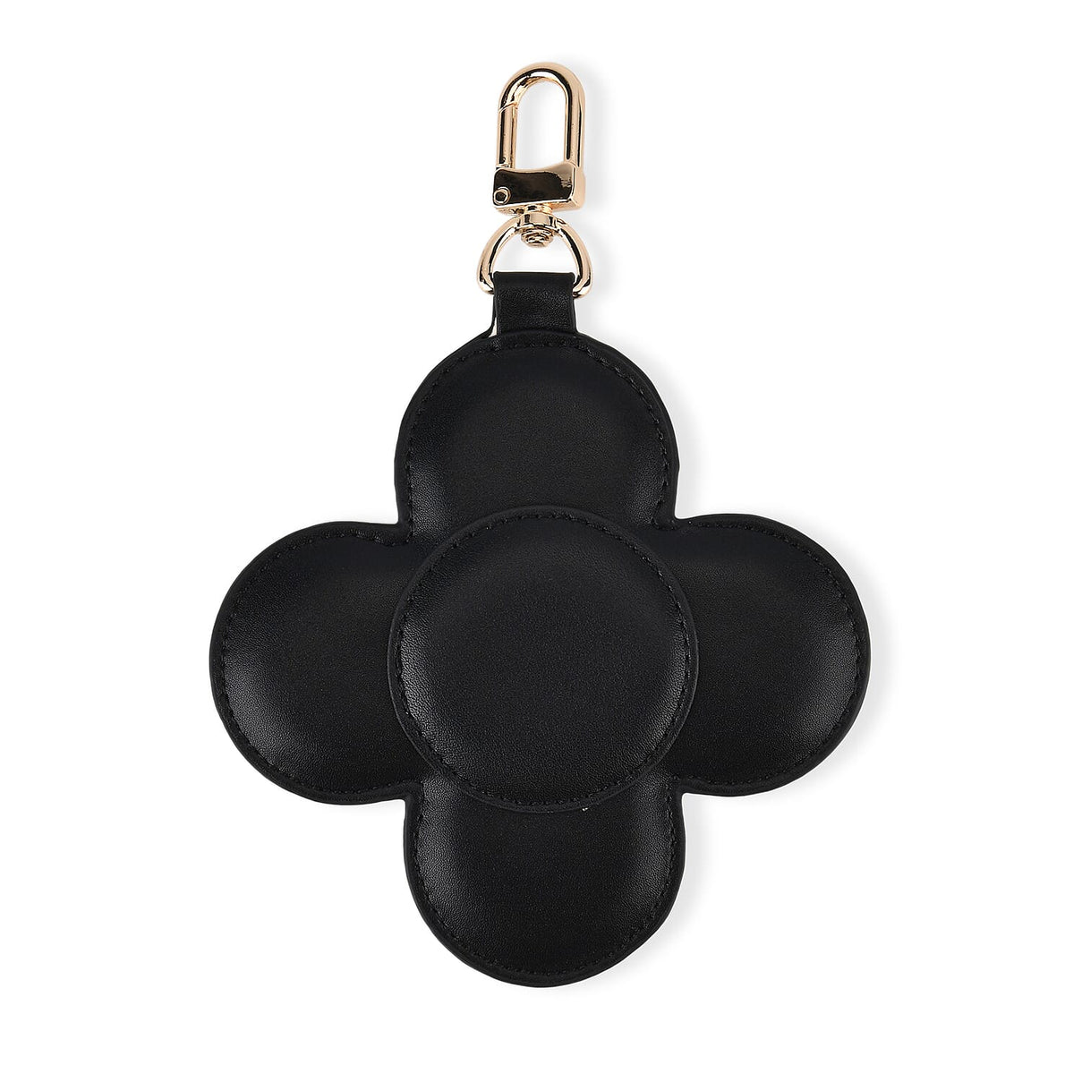 Genuine Leather Flower Keychain Bag Charm - Zipped Mini Coin Purse - Black 8433283 6