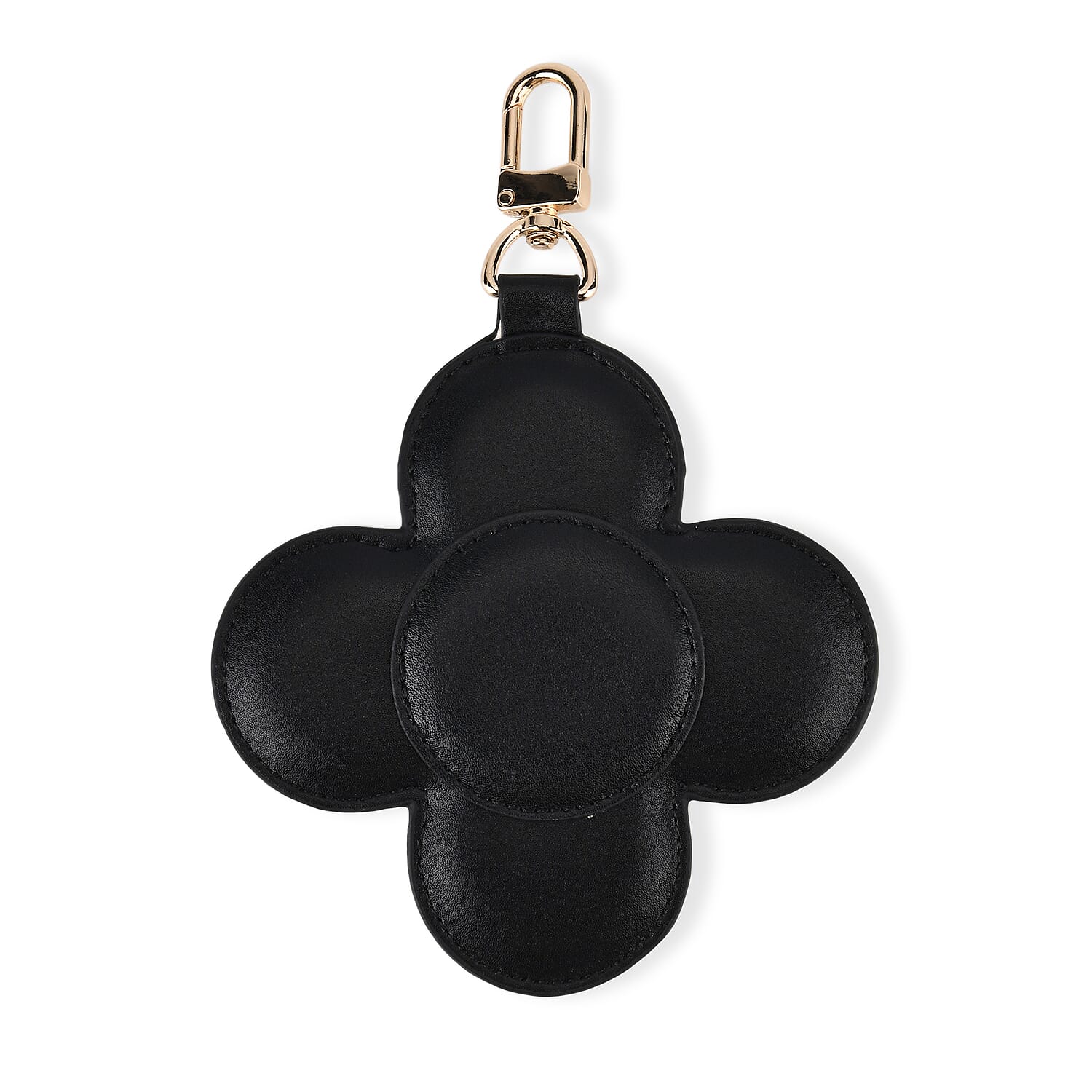 Genuine Leather Flower Keychain Bag Charm - Zipped Mini Coin Purse - Black 8433283 6