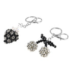 Set of 2 - Beaded Strawberry & Cherry Design Key Chains (12cm) - Black & Silver