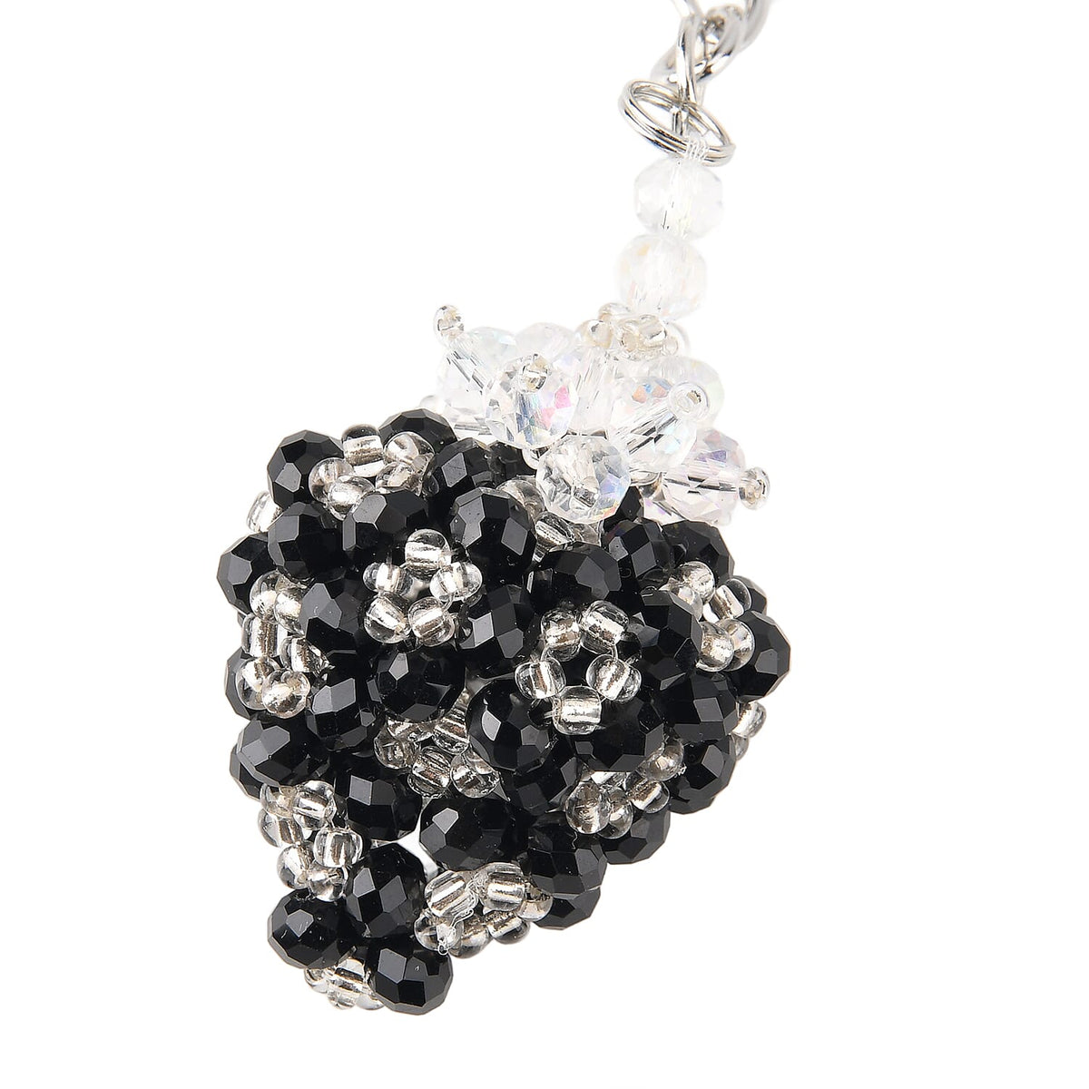 Set of 2 - Beaded Strawberry &amp; Cherry Design Key Chains (12cm) - Black &amp; Silver V32515730 4