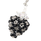 Set of 2 - Beaded Strawberry & Cherry Design Key Chains (12cm) - Black & Silver