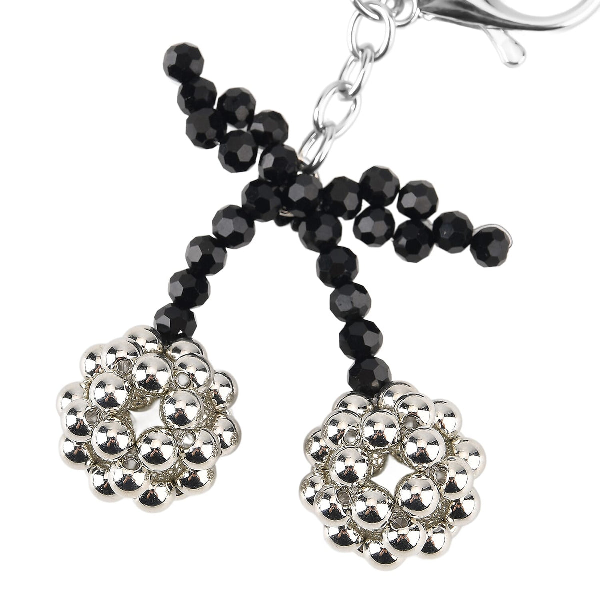 Set of 2 - Beaded Strawberry &amp; Cherry Design Key Chains (12cm) - Black &amp; Silver V32515730 5