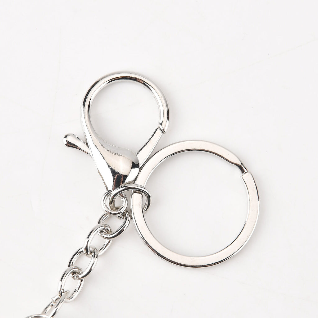 Set of 2 - Beaded Strawberry & Cherry Design Key Chains (12cm) - Black & Silver